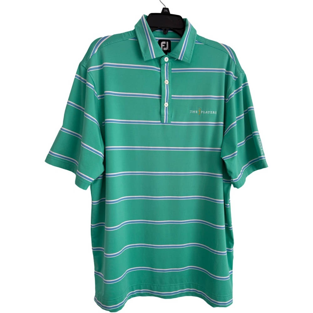 FootJoy Men’s The Players Performance Short Sleeve Striped Golf Polo L Green